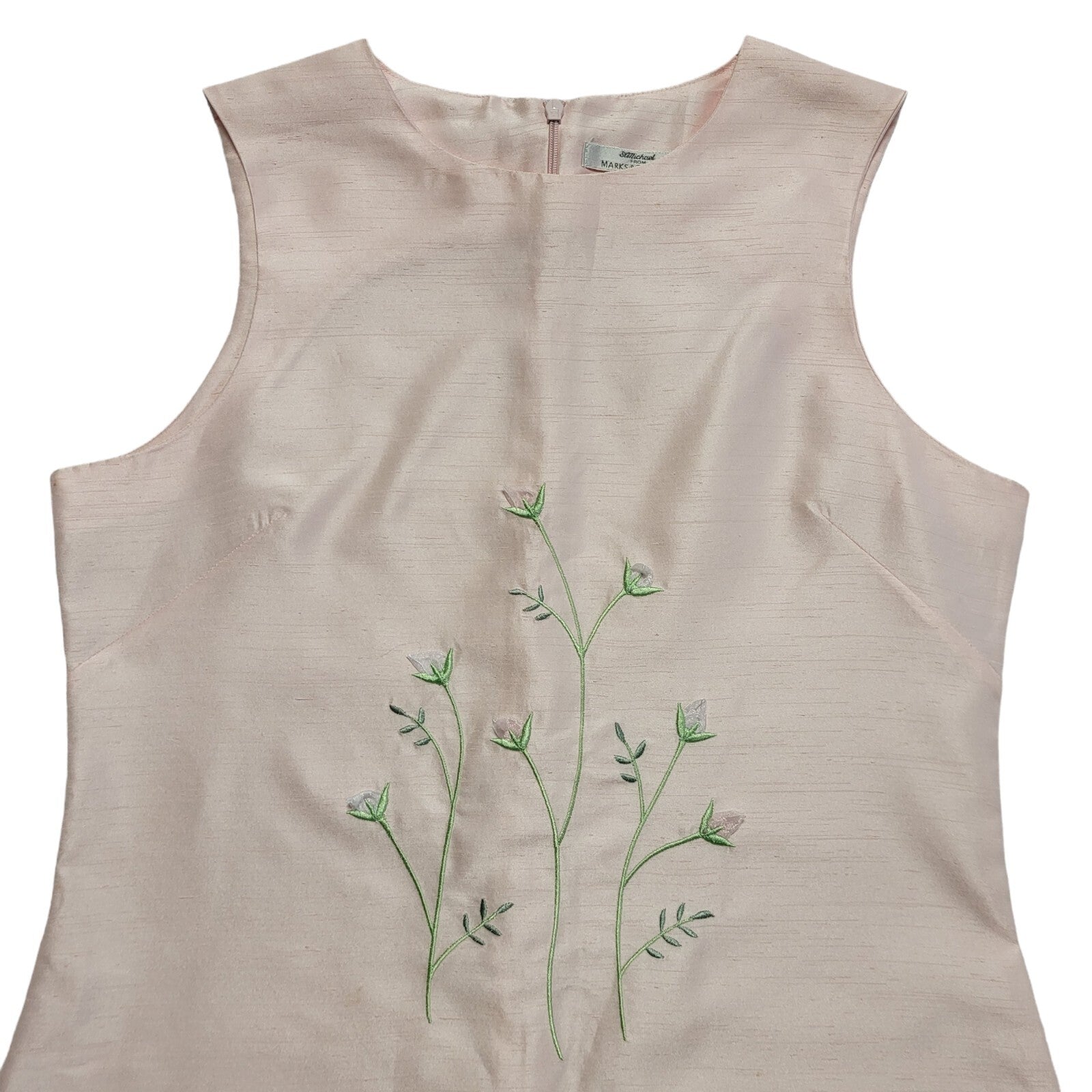 M&S Vintage 90s Pink Floral Sleeveless Dress Uk Girl's Age 14 W28-32