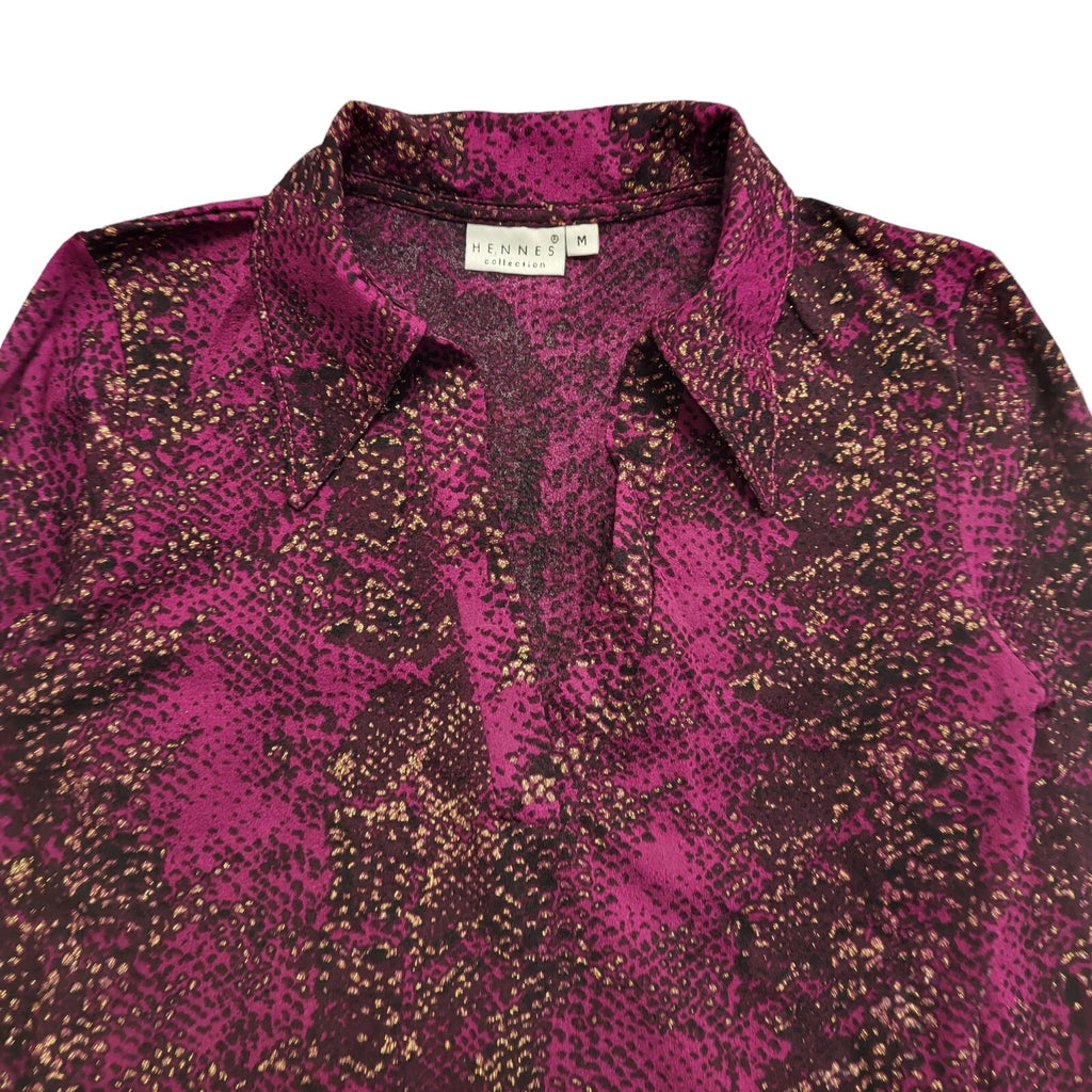 Hennes 90s Vintage Purple Long Sleeve Blouse Uk Women's Size Medium