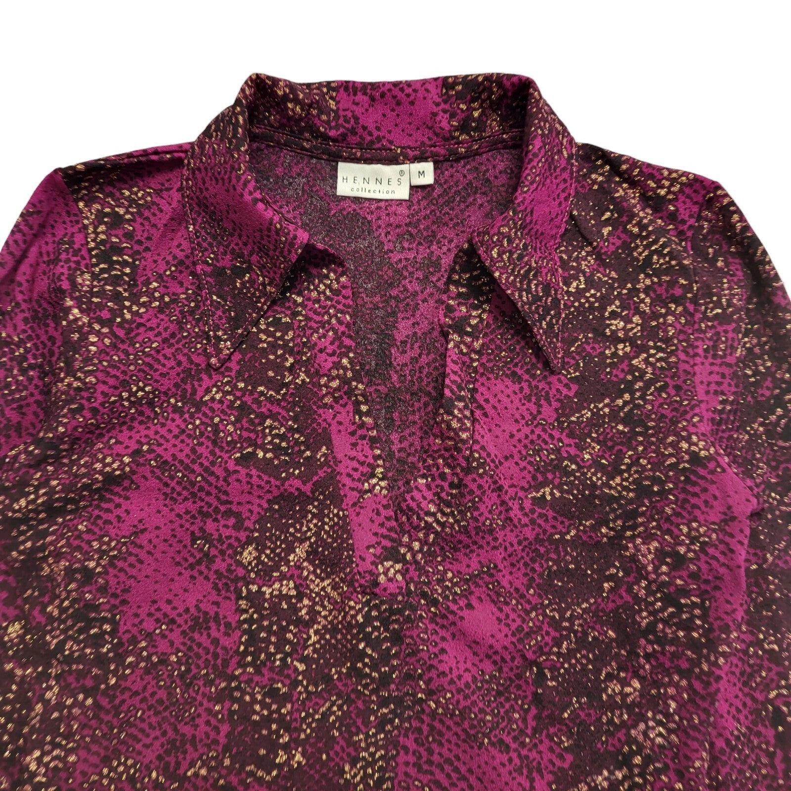 Hennes 90s Vintage Purple Long Sleeve Blouse Uk Women's Size Medium