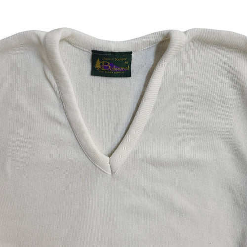 Balmoral Vintage 90's White V-Neck Jumper UK Men's Size Medium