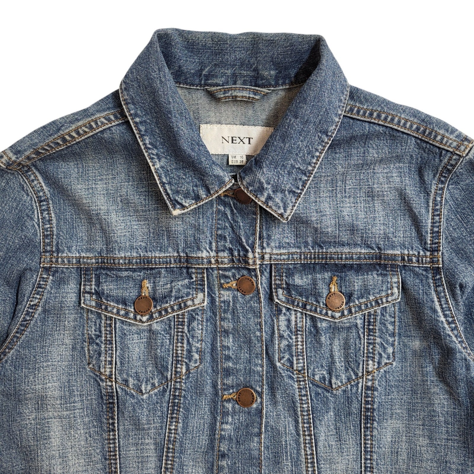 Next 90s  Blue Denim Button Front Jacket UK Women's Size 10