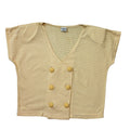 80s Vintage Yellow Striped Short Sleeve Button-Up Blouse Women's M