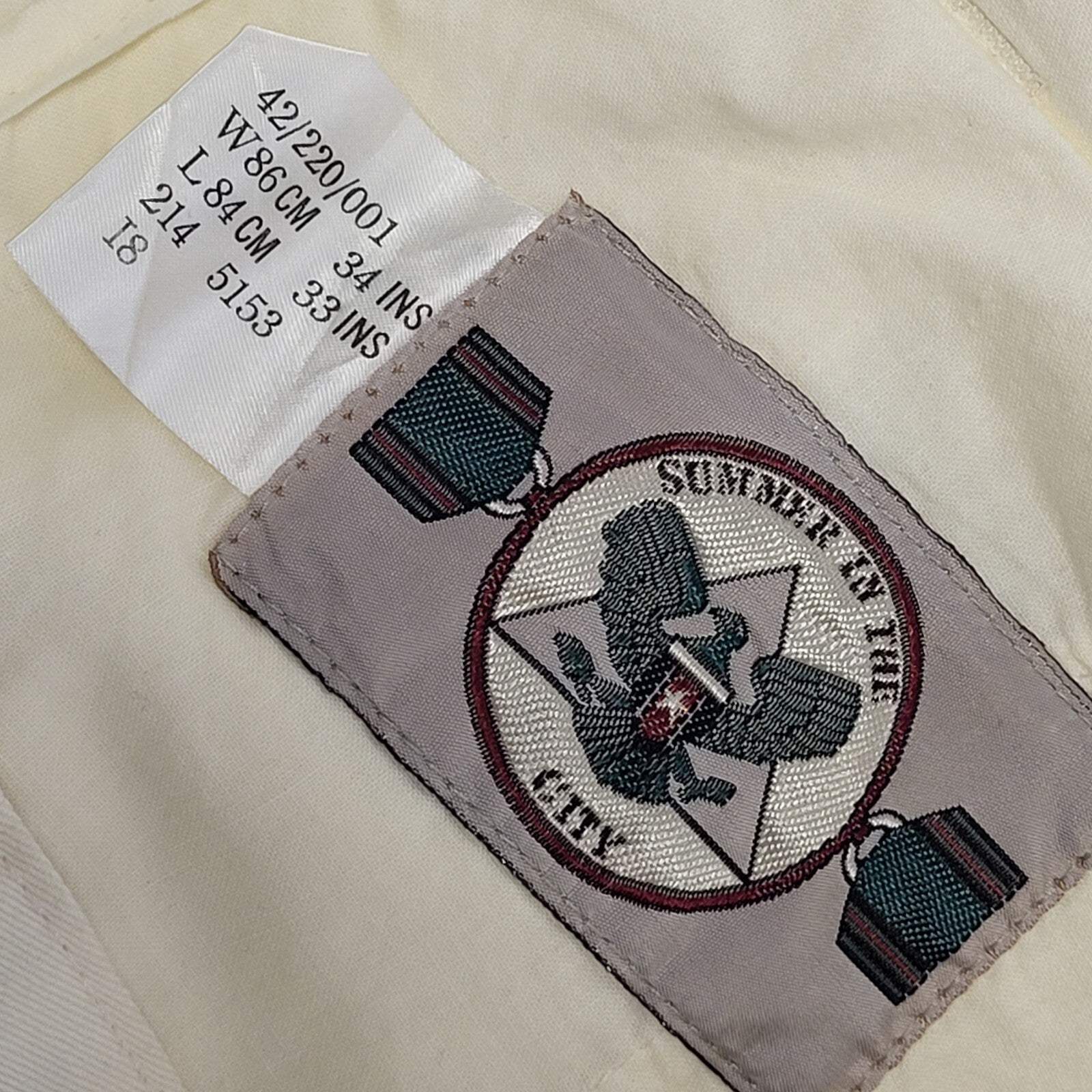 Summer In The City Vintage 80's Cream Tapered Trousers Mens UK M W32/34 L30