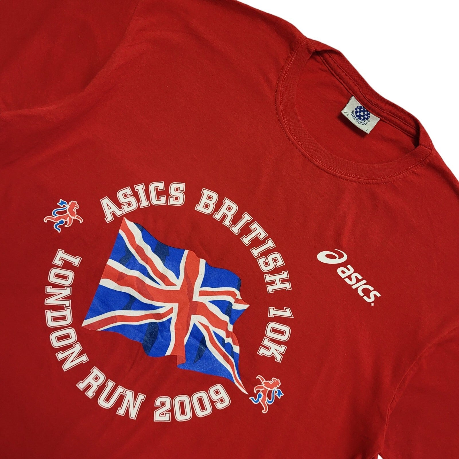 Star World Vintage Red London Run 2009 Short Sleeve Y2K T-Shirt Mens Size L