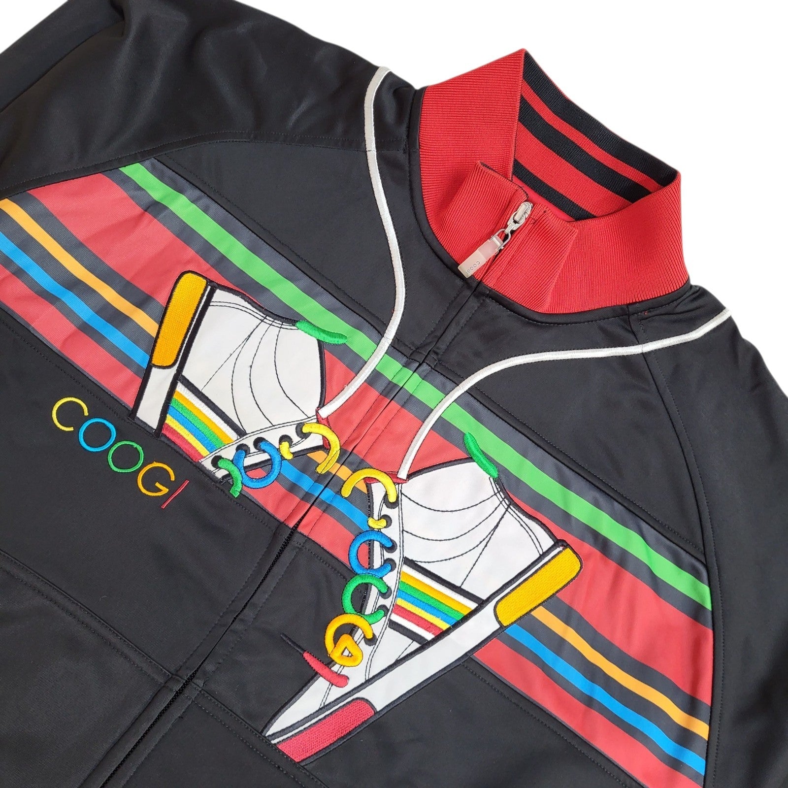 Coogi Tracksuit Top Jacket Black & Red UK Men's Size L Bnwt