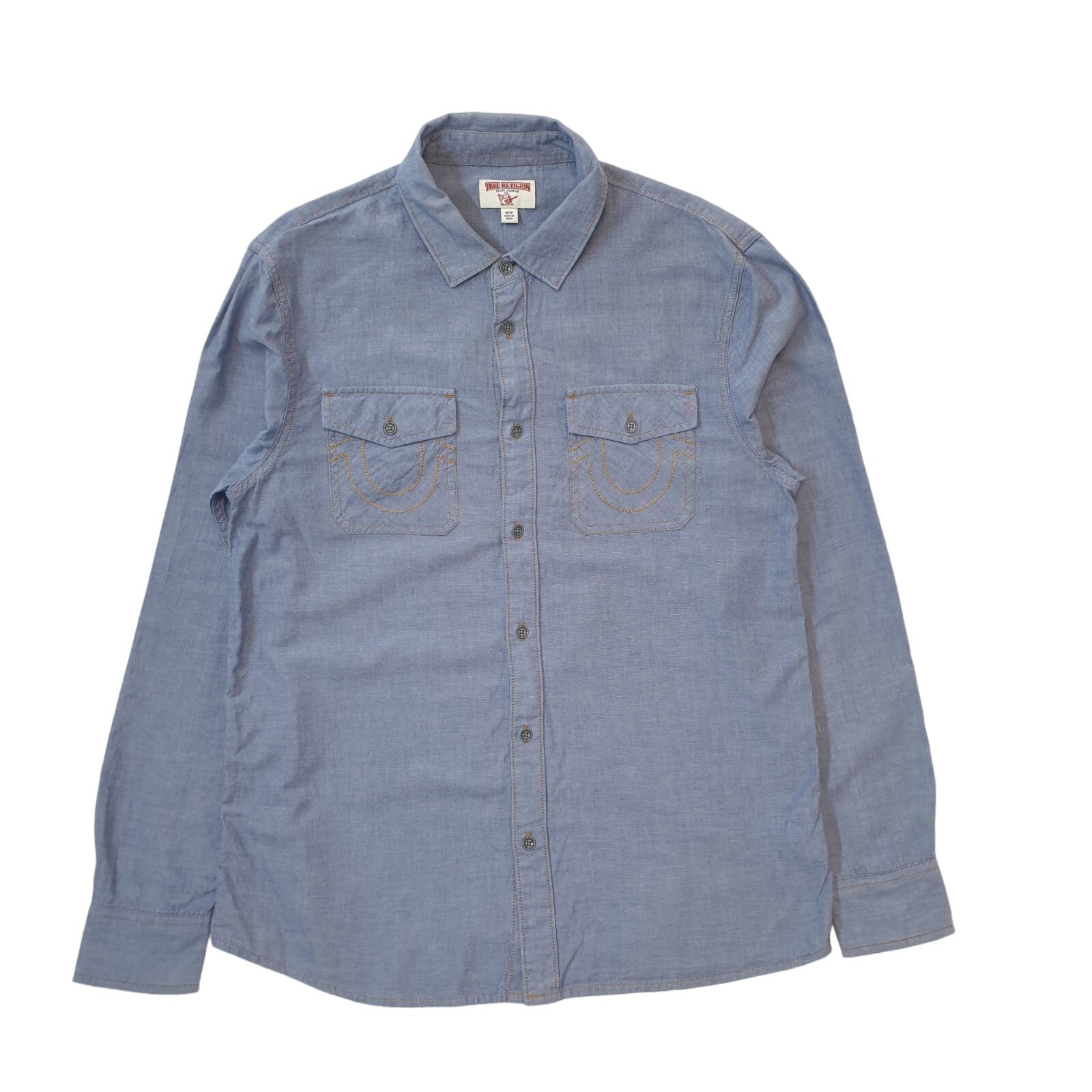 True Religion Y2K Vintage Blue Shirt Long Sleeved Men's Size Medium