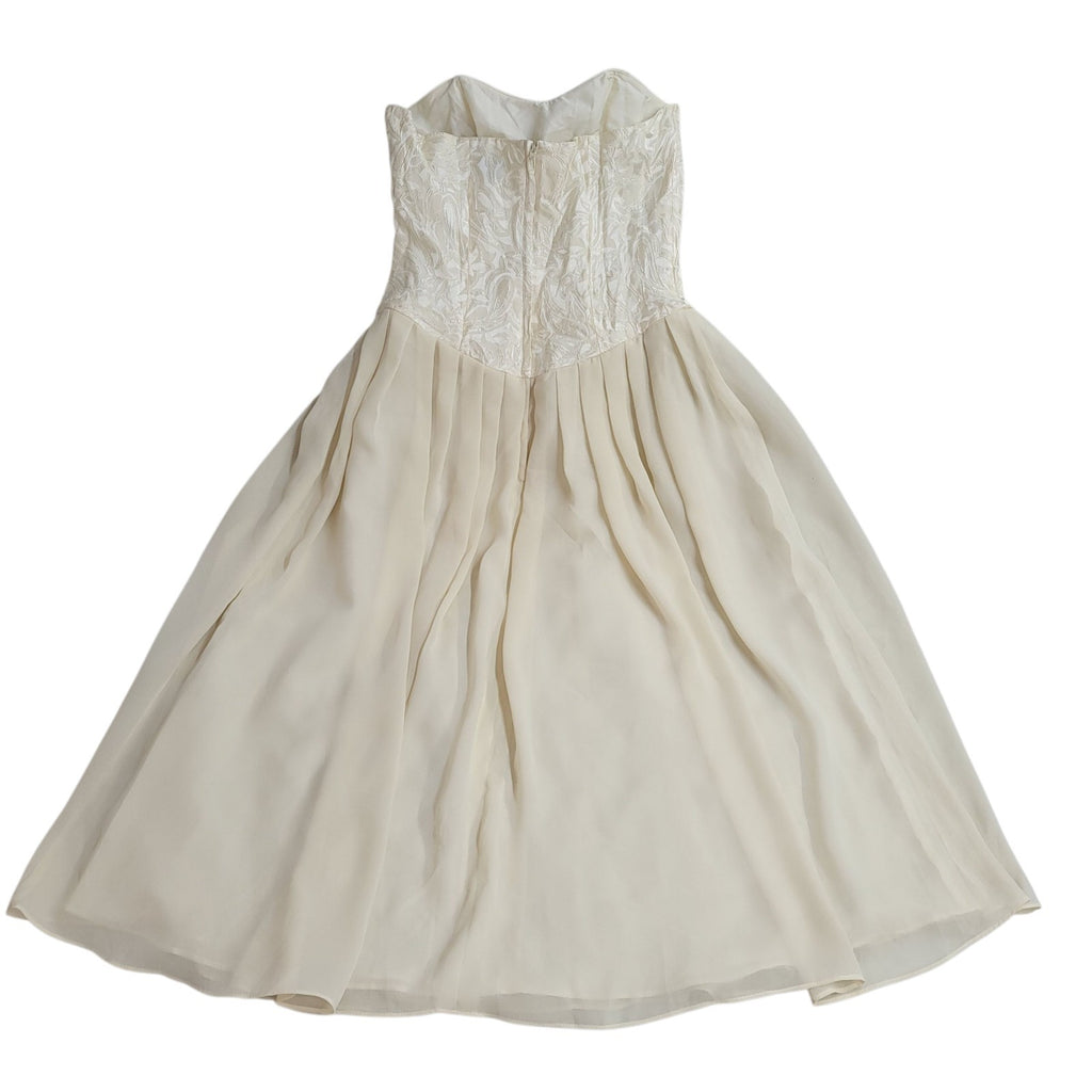 Hamells Vintage 80's Cream Strapless A-Line Midi Dress Womens Uk 10
