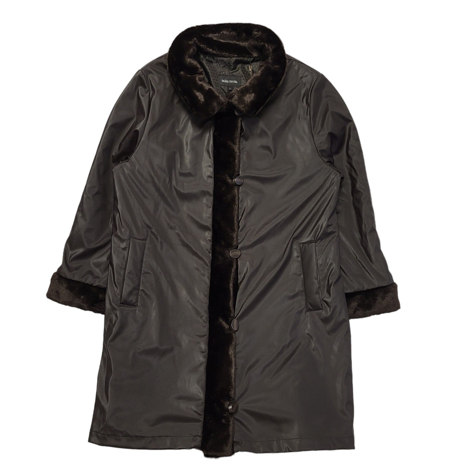 Talla Y Moda Brown Button Coat Uk Women's Size Large