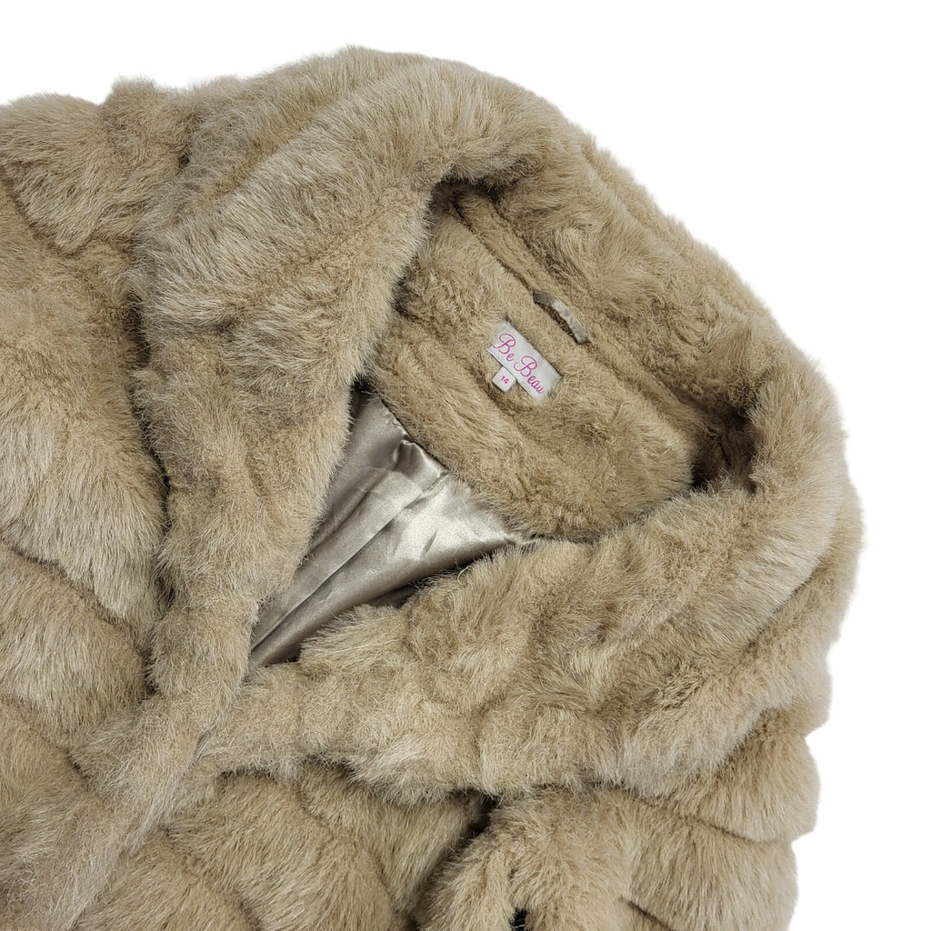 Be Beau Vintage 90's Beige Faux Fur Jacket Uk Women's Size 14