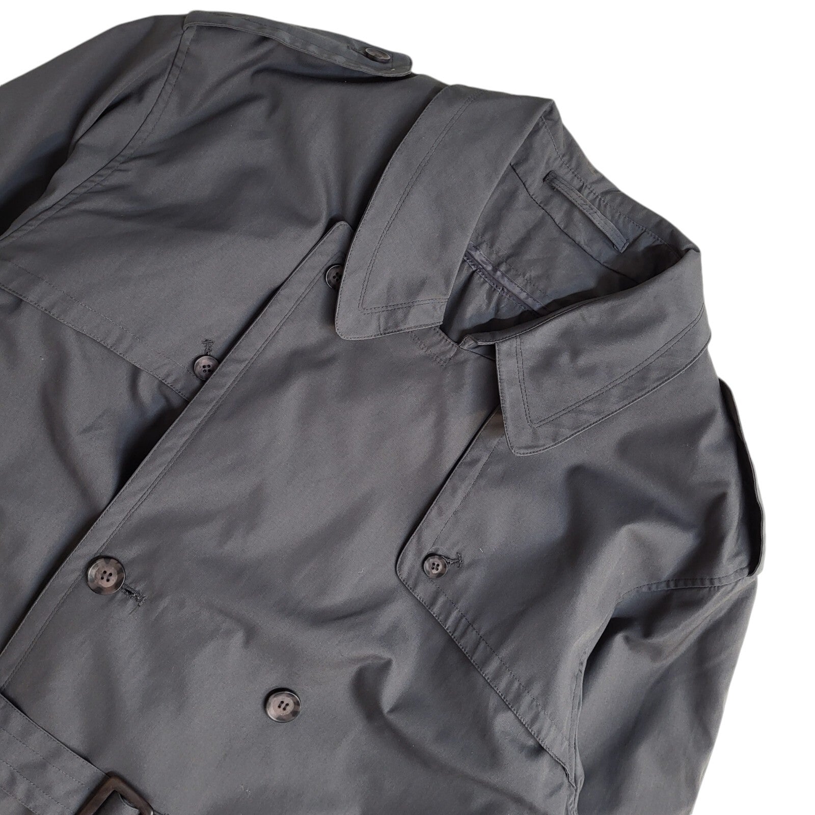 C&A Vintage 80s Grey Button-Up Overcoat Uk Men's Size Large