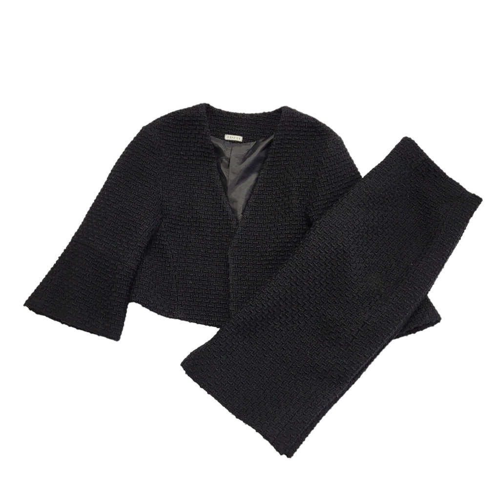 E-Basics 90s Vintage Black 2 Piece Skirt Suit Uk Women's Size 16 W34