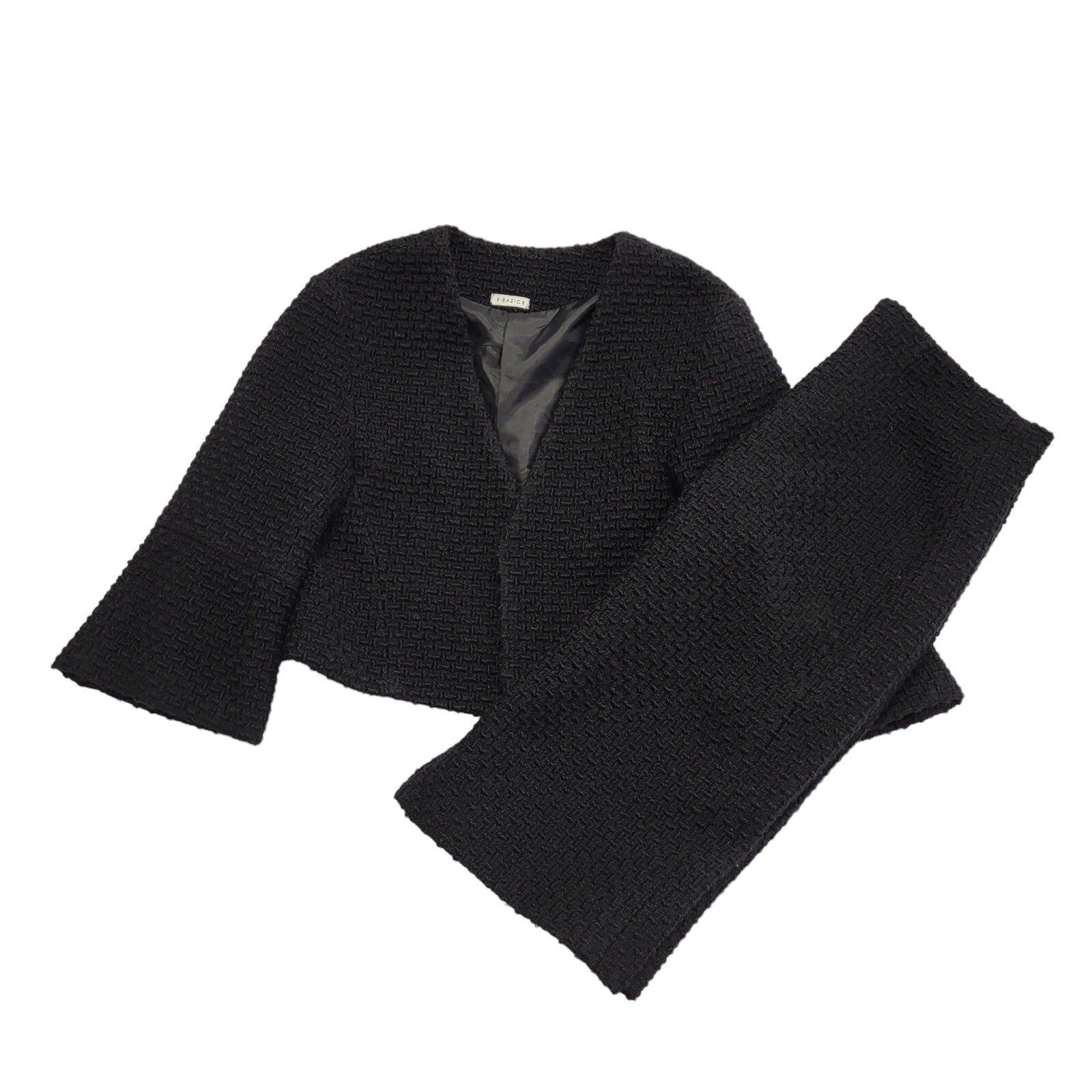 E-Basics 90s Vintage Black 2 Piece Skirt Suit Uk Women's Size 16 W34
