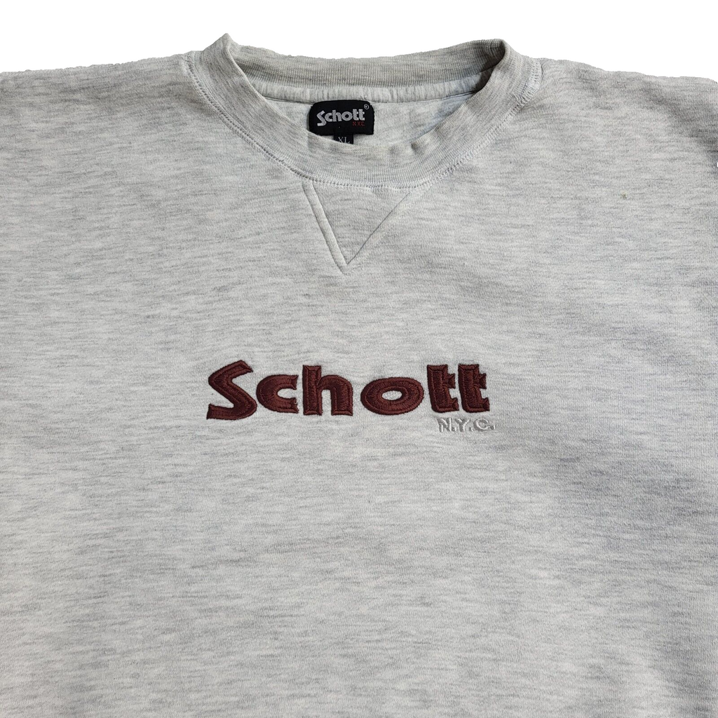 Schott Vintage Y2K Grey Sweatshirt Uk Men's Size XL