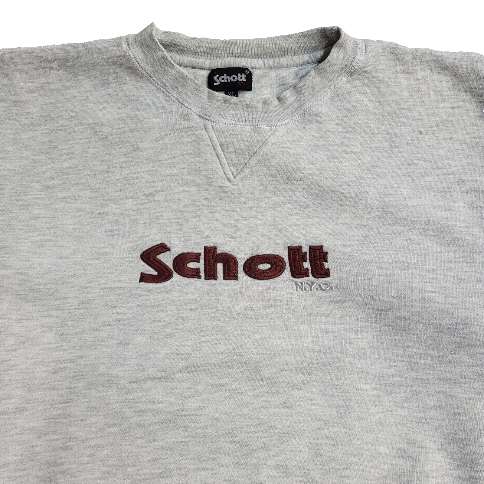 Schott Vintage Y2K Grey Sweatshirt Uk Men's Size XL