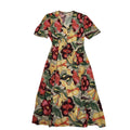 Tajura 80s Vintage Floral Multicoloured Buttoned A-Line Daywear Dress Women's 10