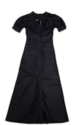 70s Vintage Black V-Neck Button Front Split Maxi Dress Women's Size 8