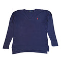 Polo Ralph Lauren Blue Y2K V-Neck Long Sleeve Jumper UK Women's Size L