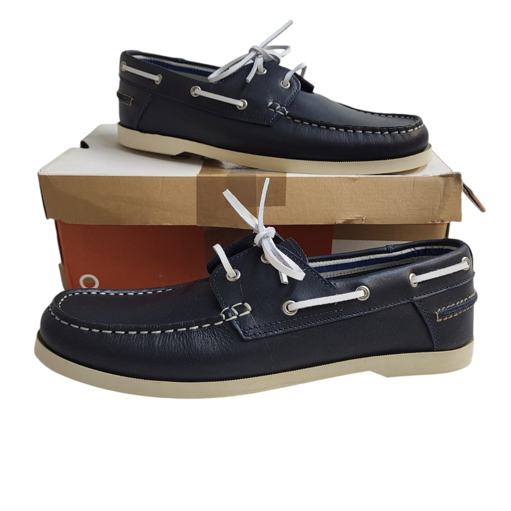 Orland Navy Blue Lace-Up Leather Shoes Uk Men's Size 9.5
