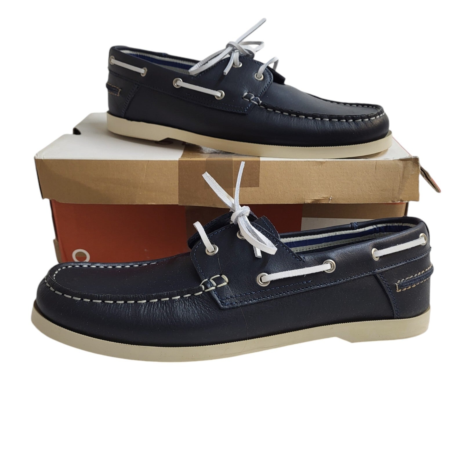 Orland Navy Blue Lace-Up Leather Shoes Uk Men's Size 9.5