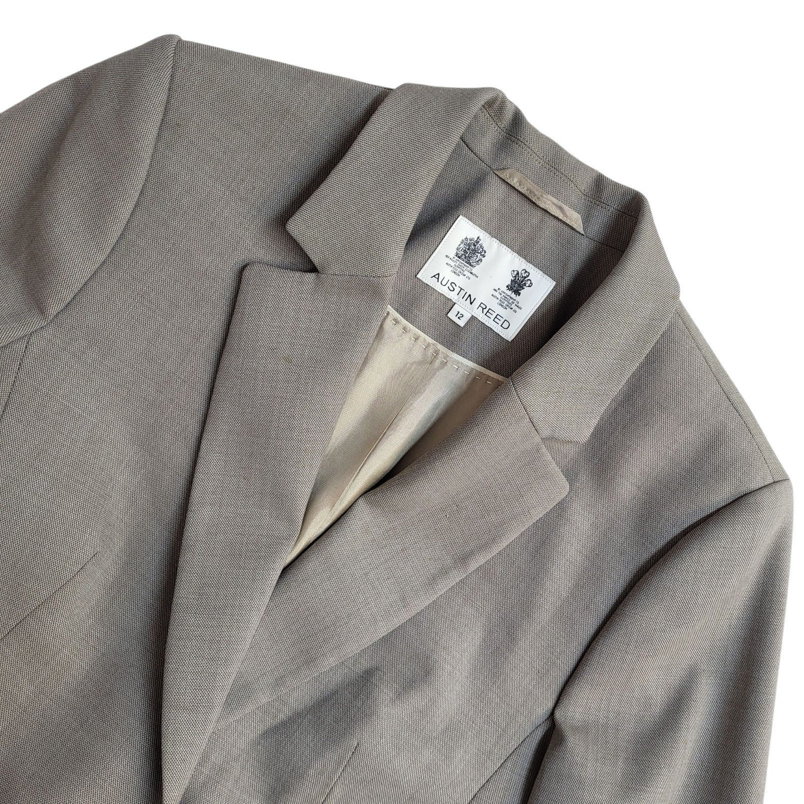 Austin Reed Suit Jacket Y2k Beige Button UK Women's Size L 12