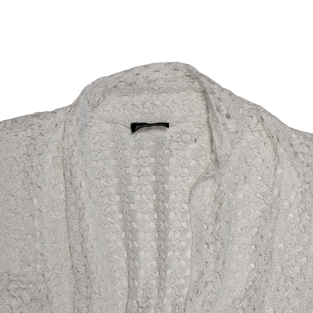 Initiatives White Vintage 90's Open Front Cardigan Uk Women's Size 16/18