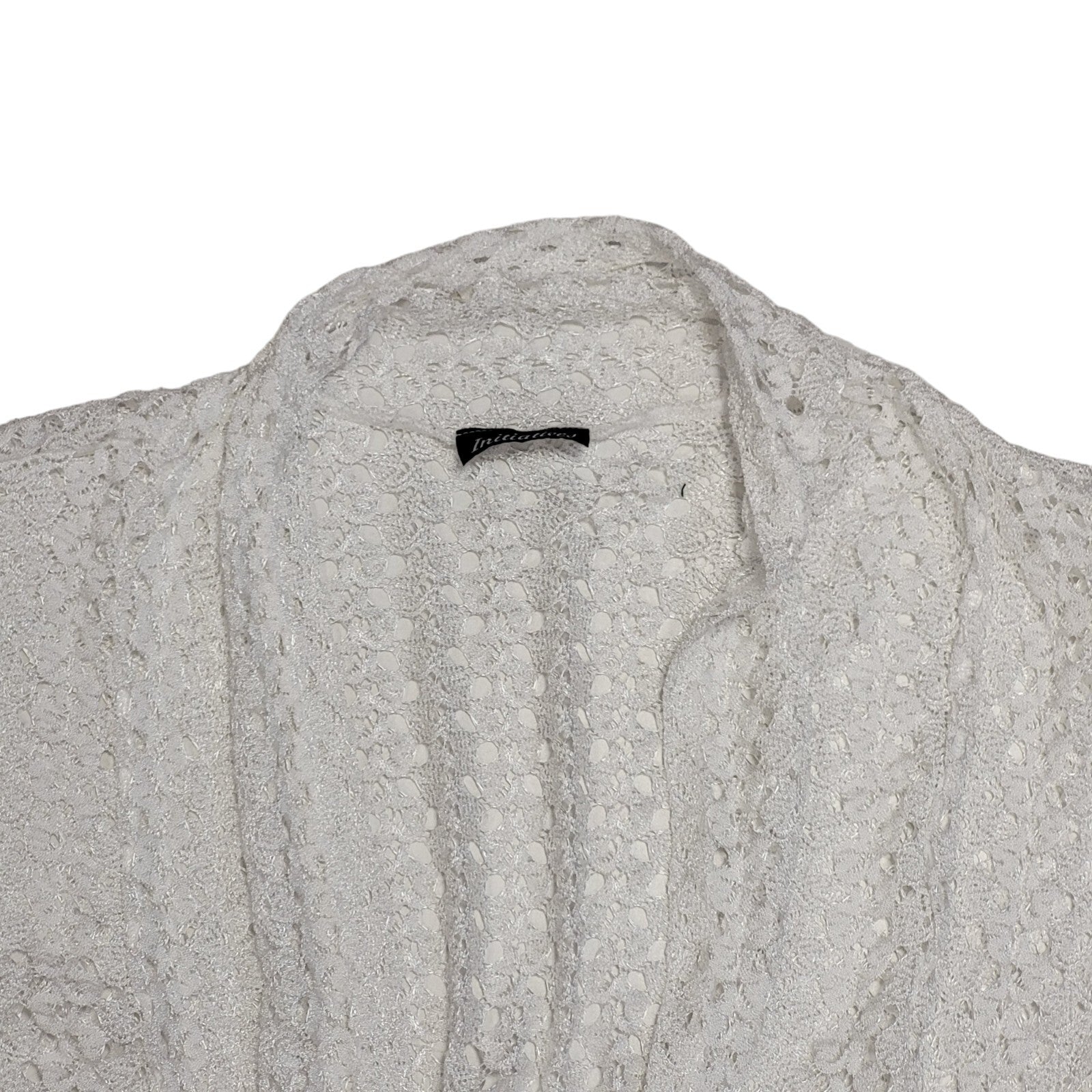 Initiatives White Vintage 90's Open Front Cardigan Uk Women's Size 16/18