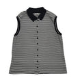 M&S Vintage 90's Sleeveless Button Up Blue & White Stripe Womens Top Size 16