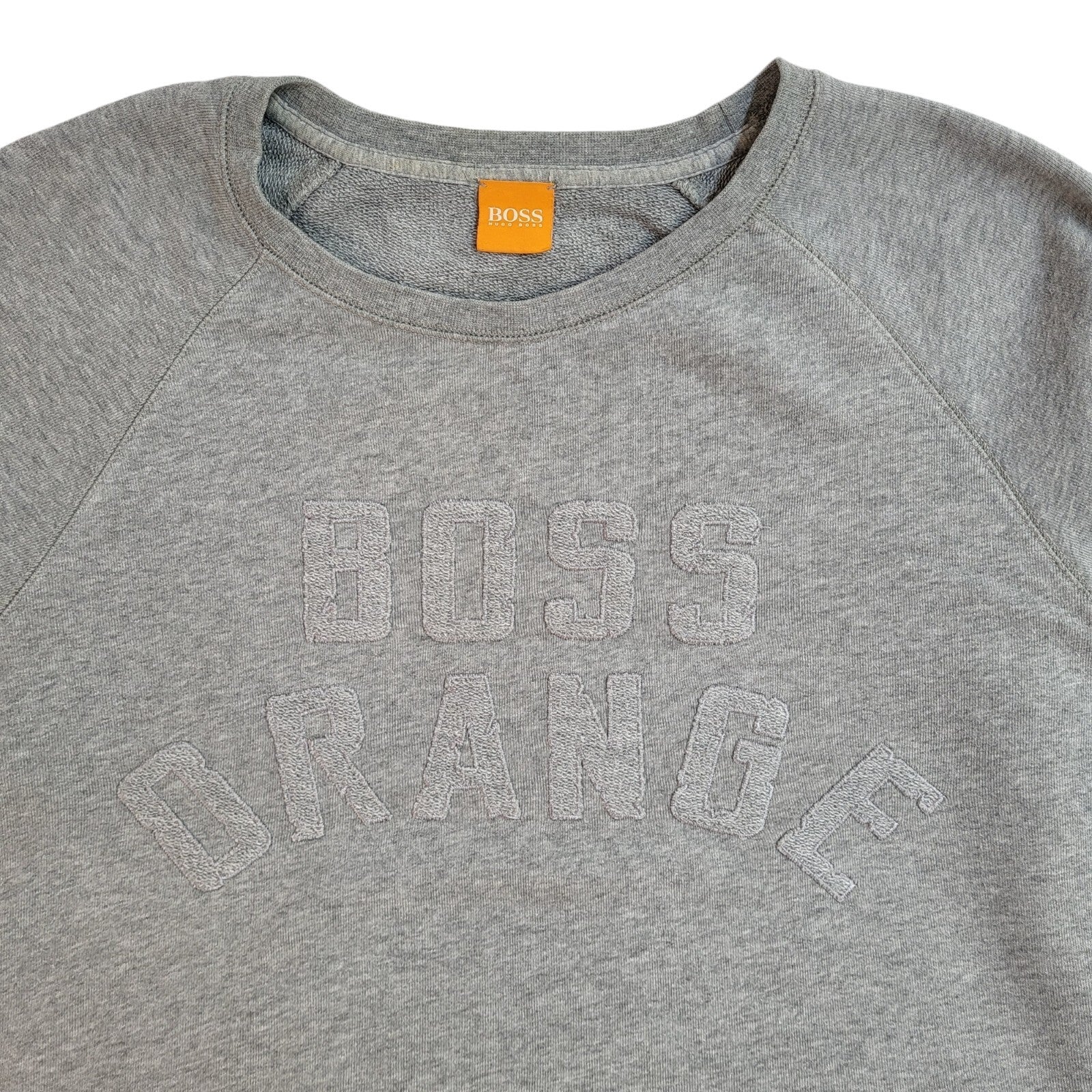 Hugo Boss Orange Sweatshirt Grey Crew Neck 90's Vintage UK Men's Size M