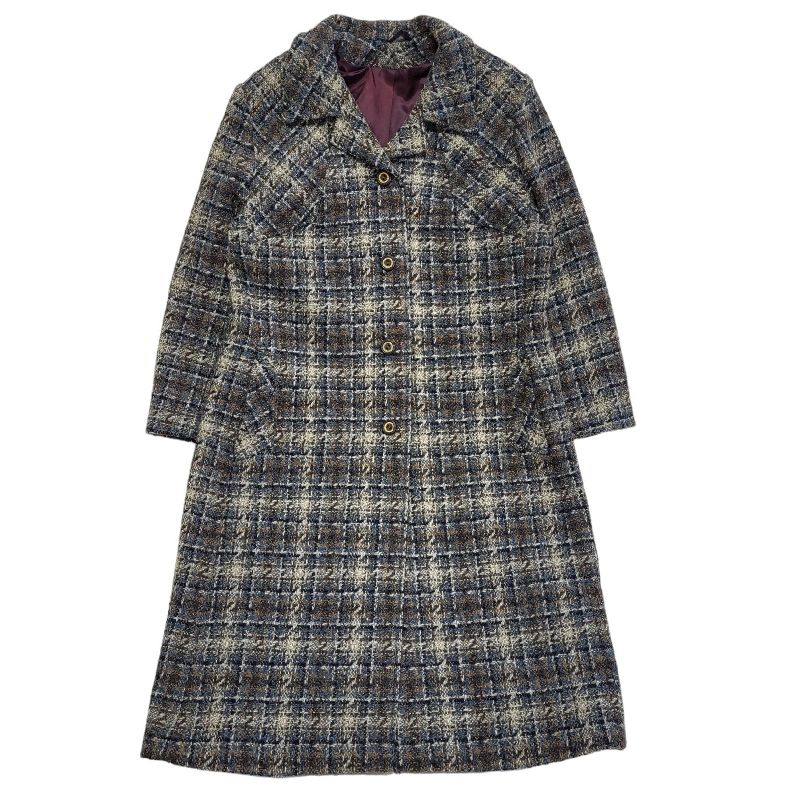 Snugkoat Blue Grey 80s Vintage Wool Button Coat Uk Women's Size 18