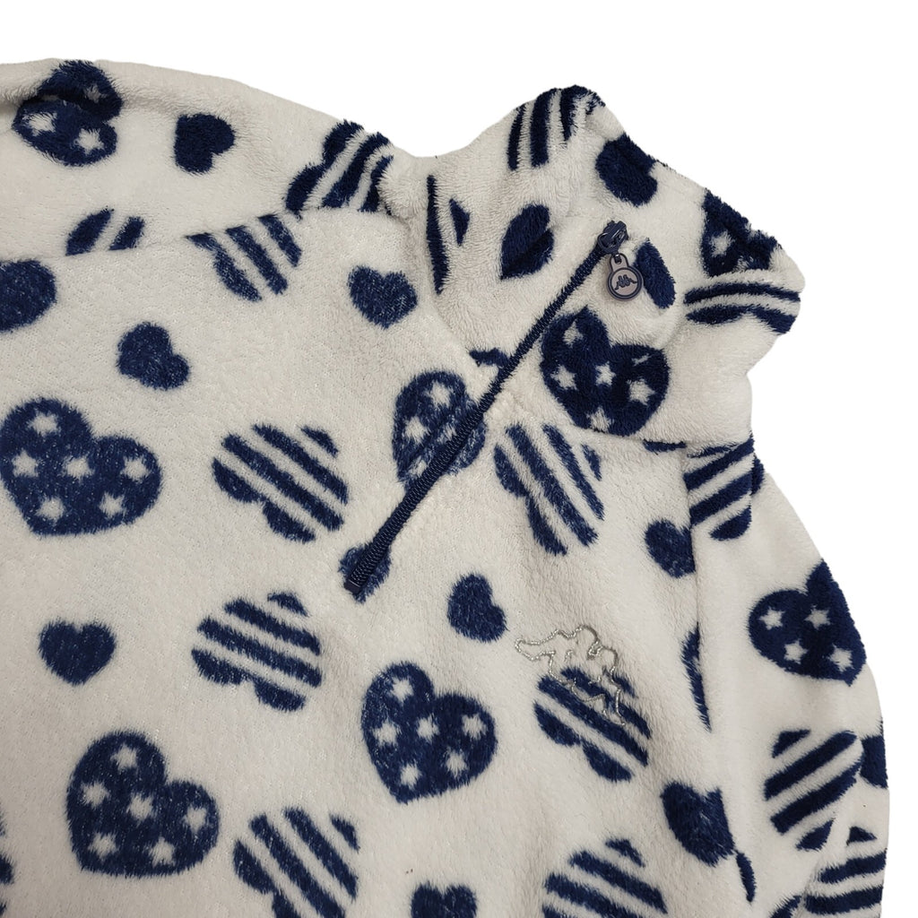 Kappa Vintage 90's Blue & White 1/4 Zip Fleece Sweatshirt/ Pajamas Womens UK S
