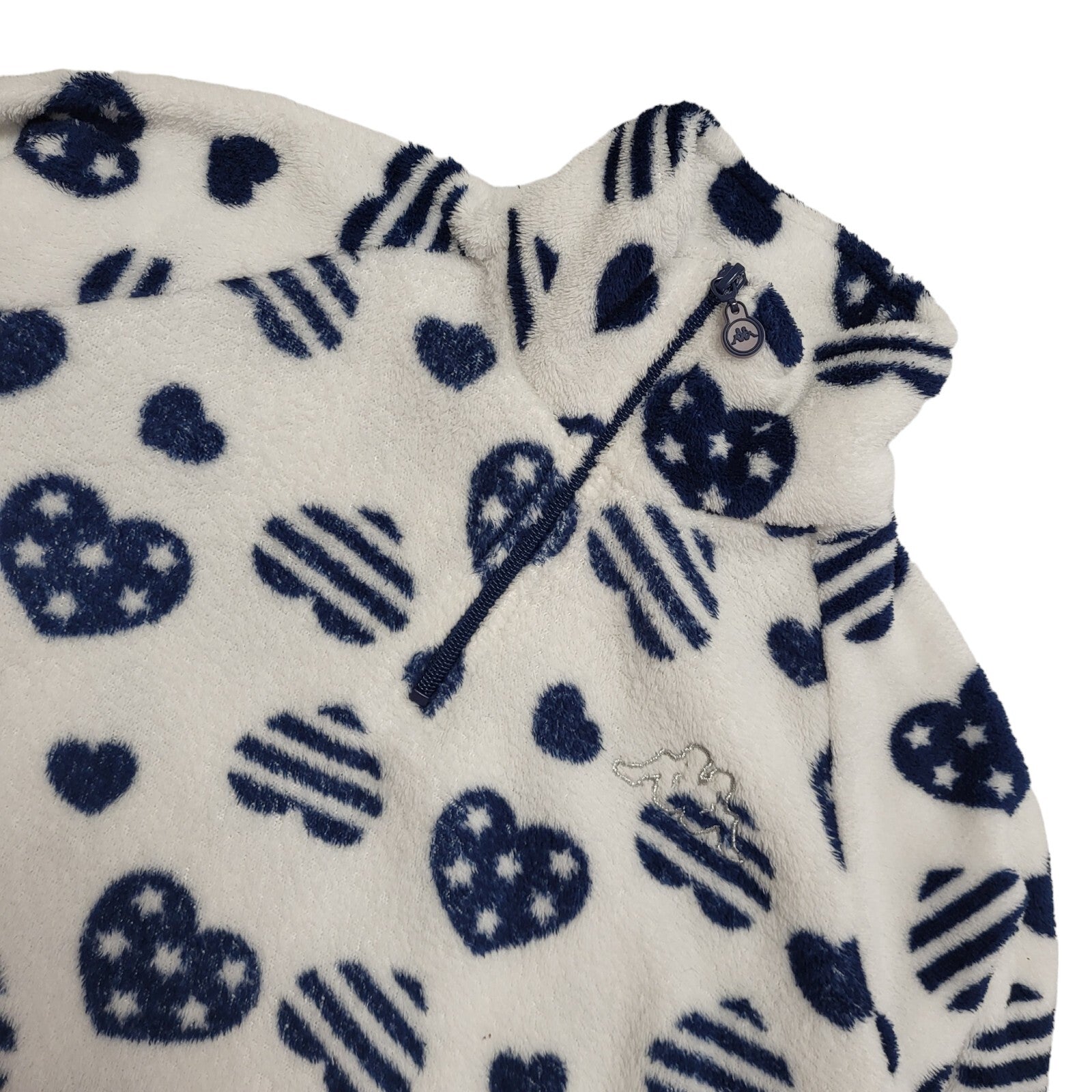 Kappa Vintage 90's Blue & White 1/4 Zip Fleece Sweatshirt/ Pajamas Womens UK S