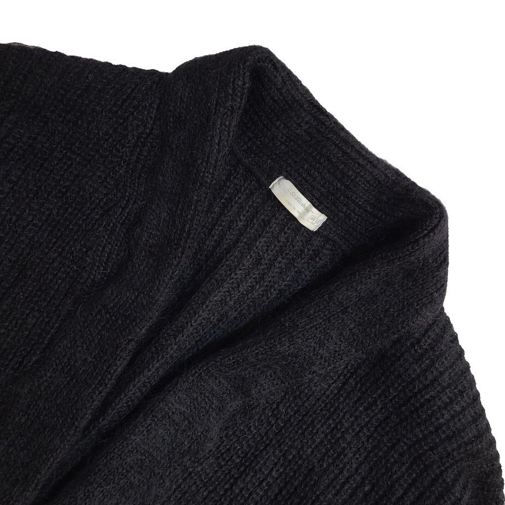 St Michael Vintage 90's Black Open Knitted Cardigan UK Women's Size 16/18