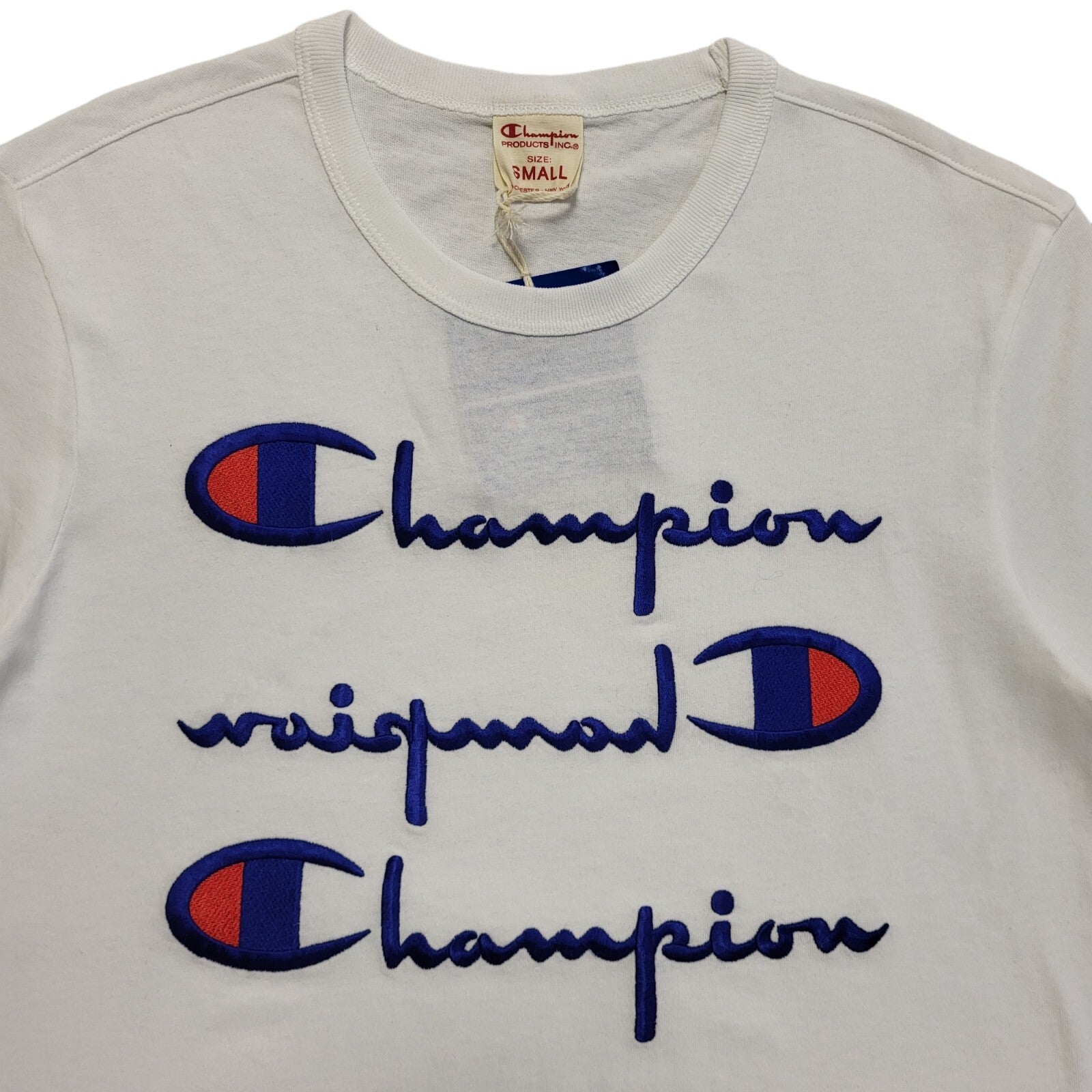 Champion Vintage 90s White Short Sleeve T-Shirt BNWT Mens UK Size S