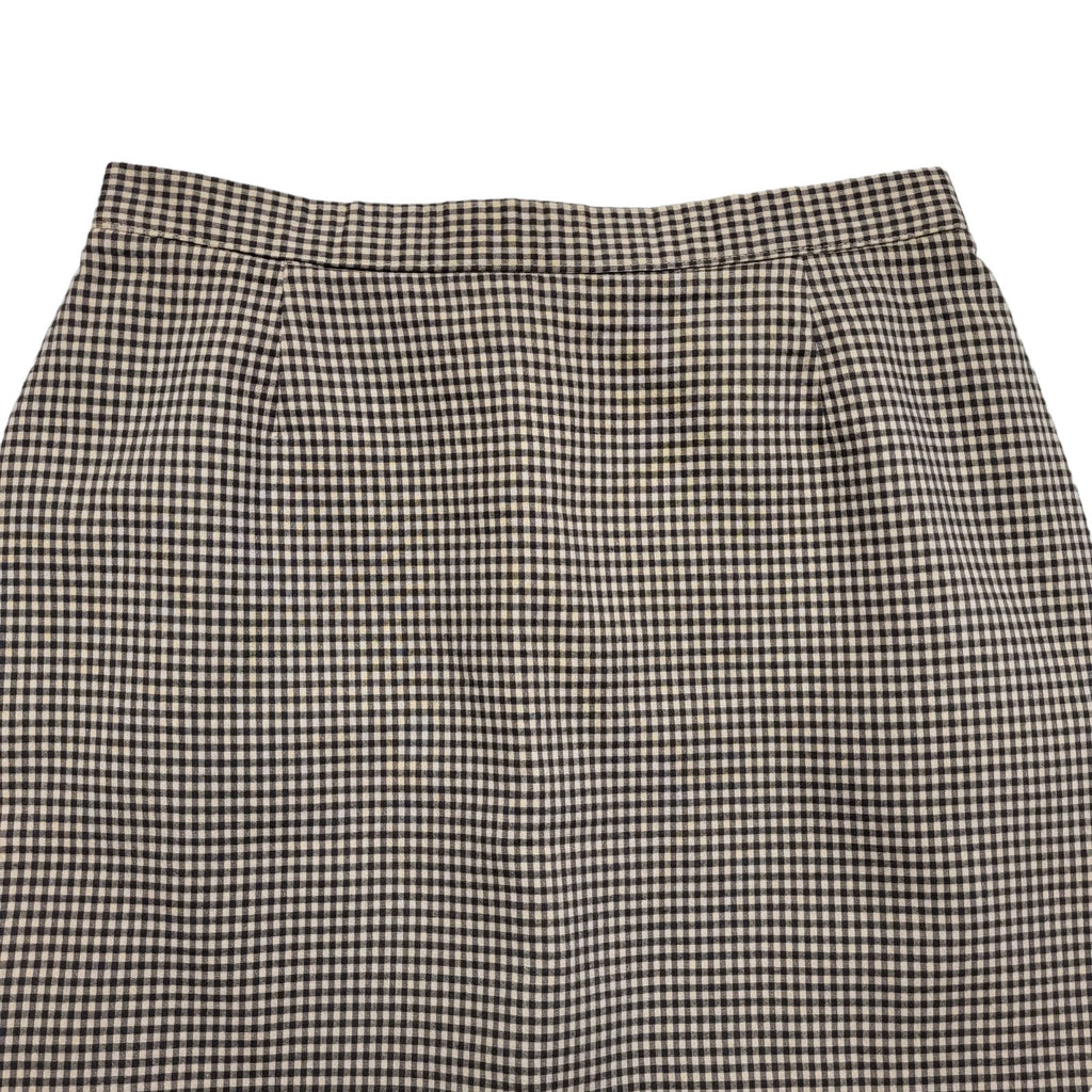 St Michael Vintage 80's Beige Check A-Line Skirt Uk Women's Size 14