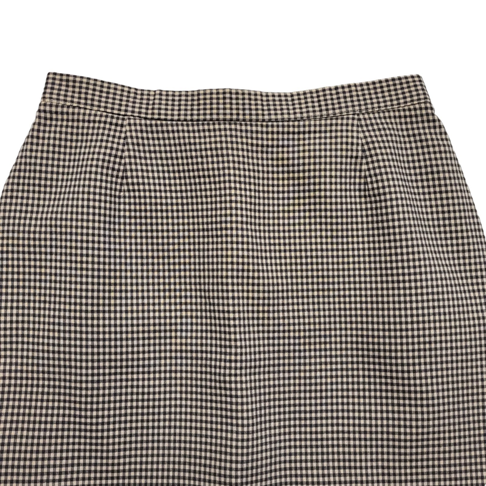 St Michael Vintage 80's Beige Check A-Line Skirt Uk Women's Size 14