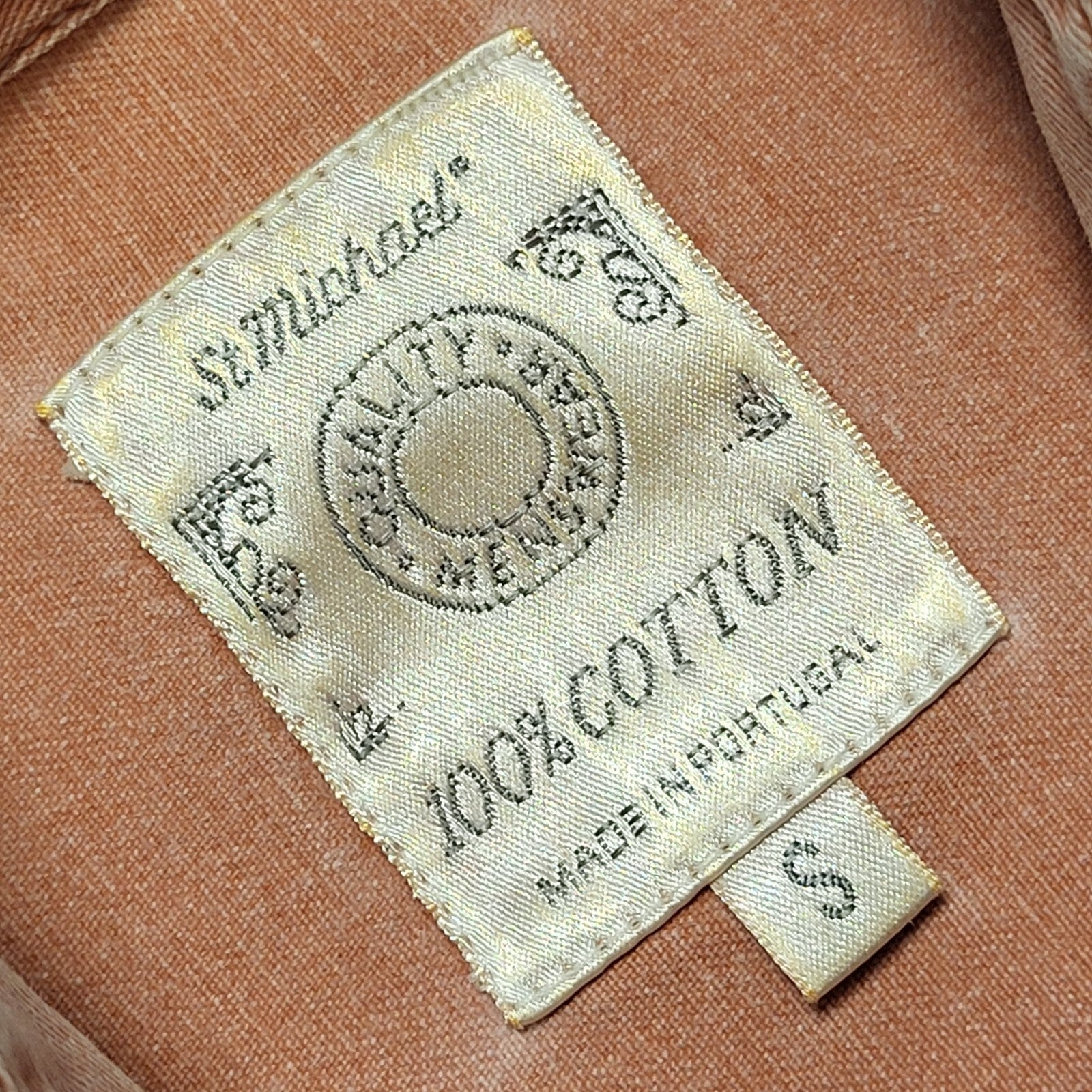 St Michael 80's Salmon Denim Pearl Snap Long Sleeve Shirt Mens UK Size S