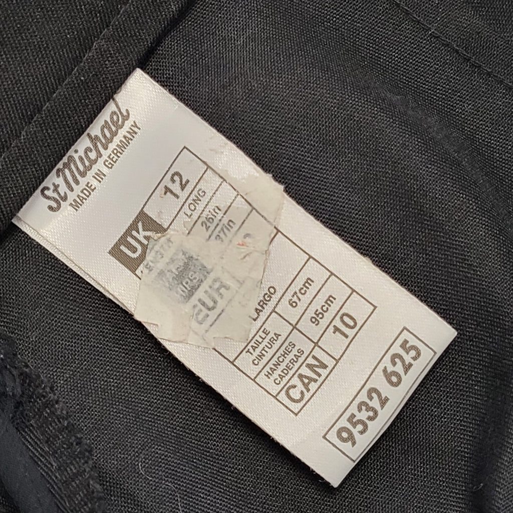 Marks & Spencer 90s Black Tapered Trousers Uk Women's 12 W30 L29