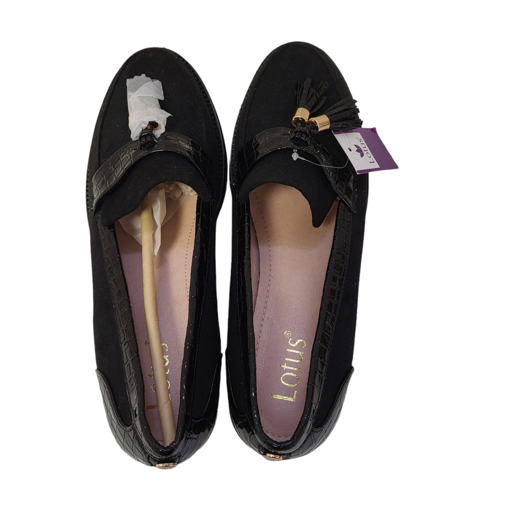 Lotus Mercedes Black Slip On Loafer Shoes Uk Women's 8 Eu 41 BNWOB