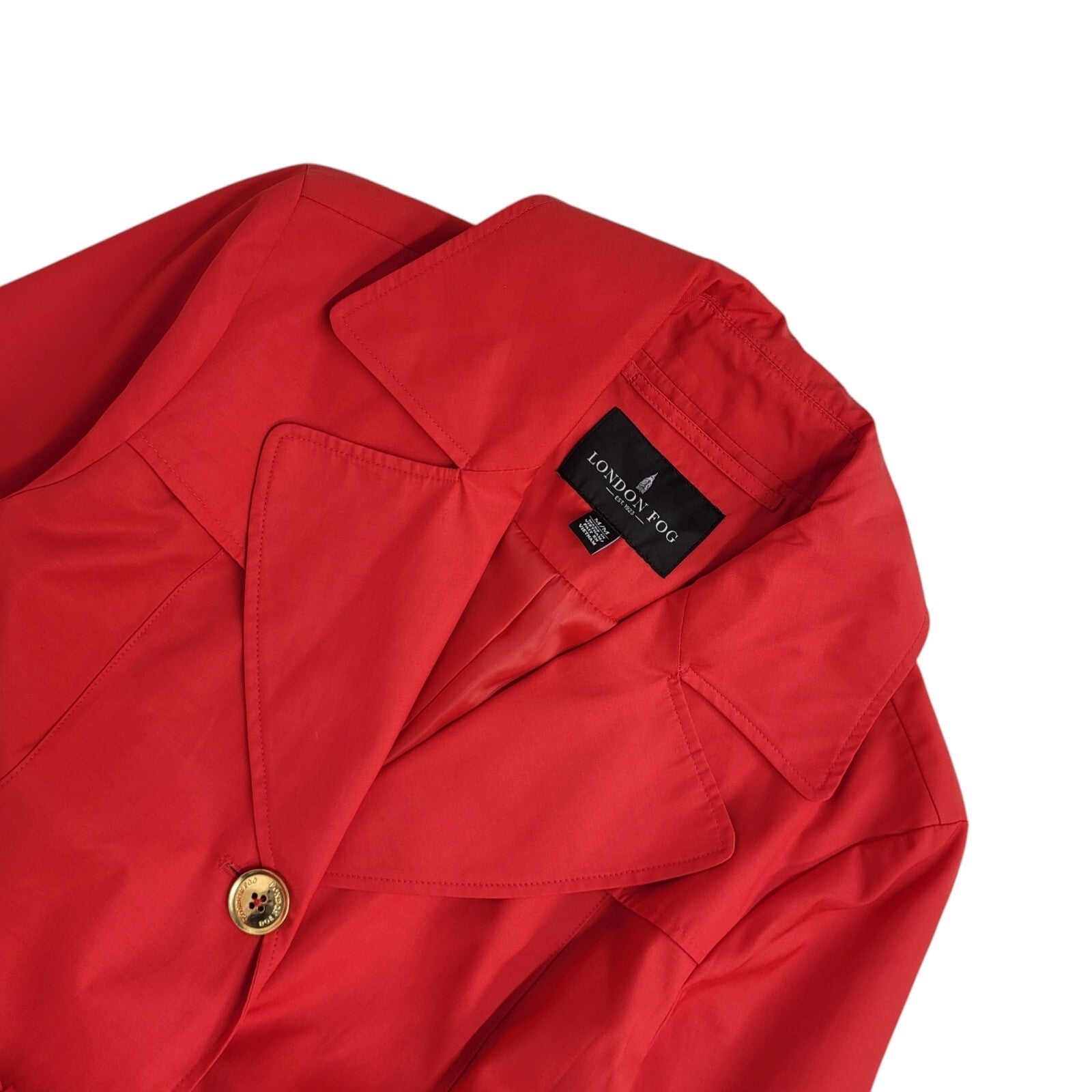 London Fog Red Button Front Belted Coat 90s UK Women's Size M