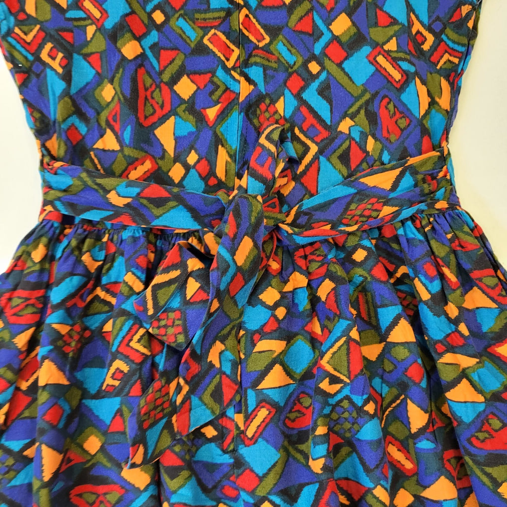 Set Up 80s Vintage Multicoloured  A-Line Sleeveless Daywear Dress Women's 10/12