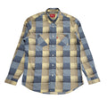 Supreme Y2K Vintage Blue & Beige Checked Long Sleeve Shirt Mens UK Size L