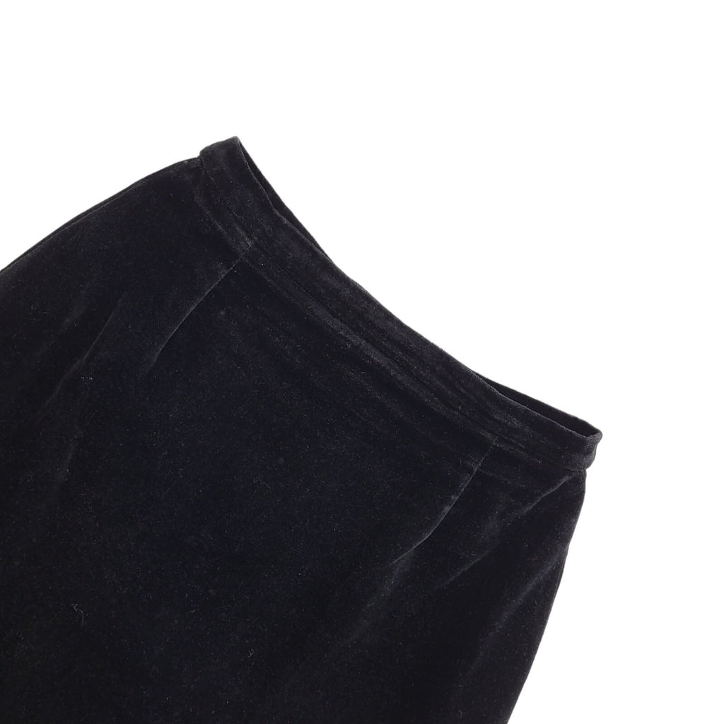 Vintage 80's Black Velour Midi Skirt Womens UK Size 14 W30