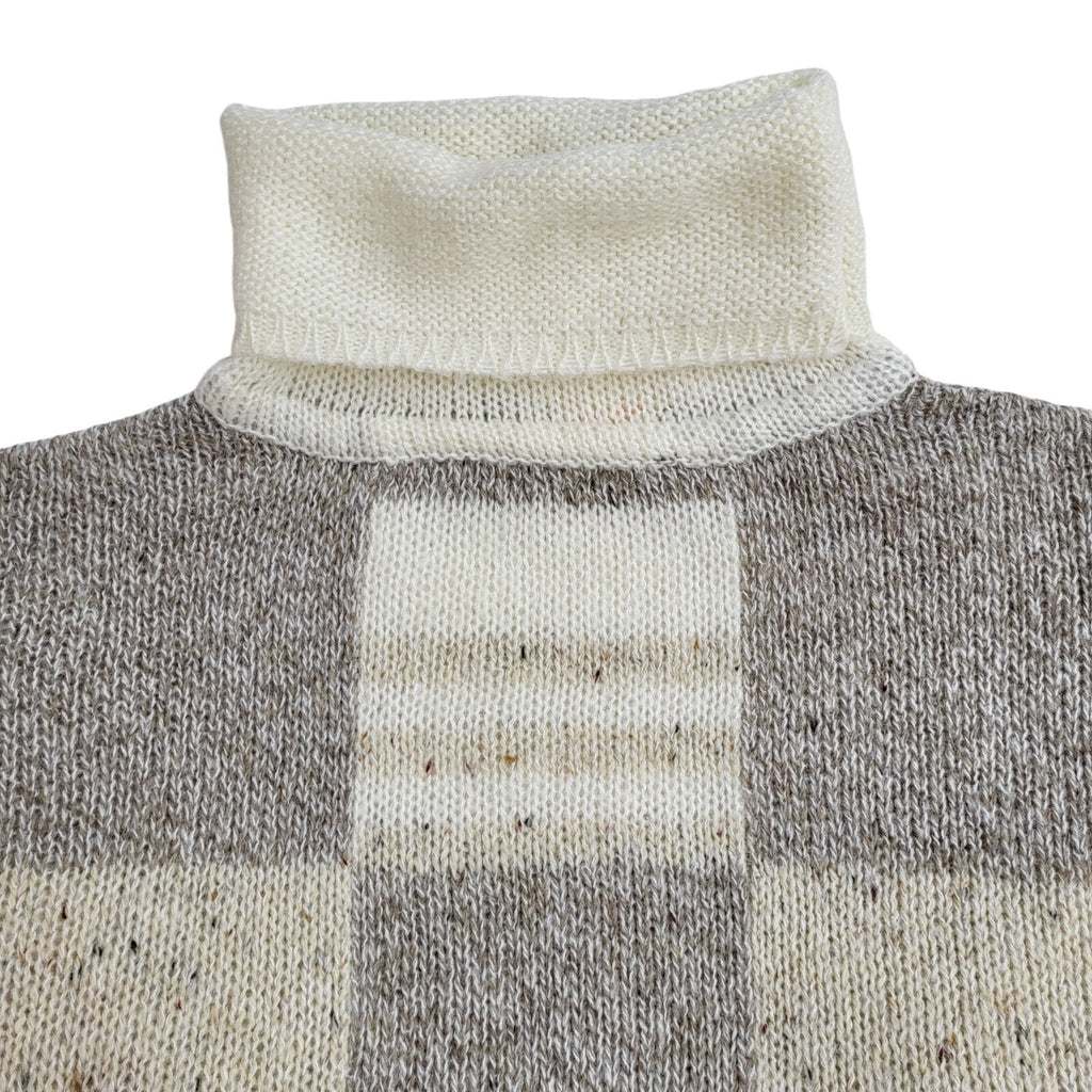 Additions Vintage 90's Cream & Grey Roll Neck Jumper UK Women's Size 10/12