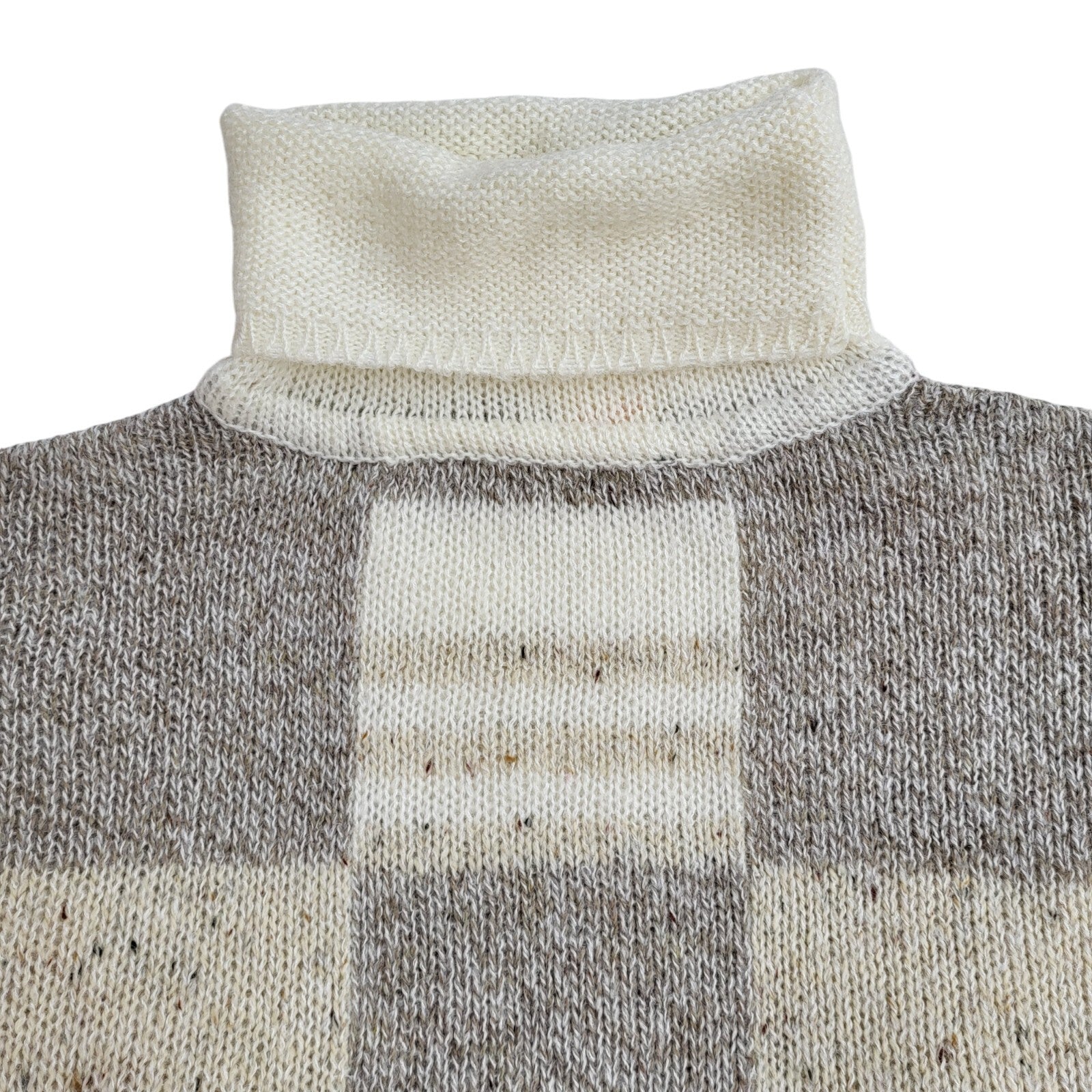 Additions Vintage 90's Cream & Grey Roll Neck Jumper UK Women's Size 10/12