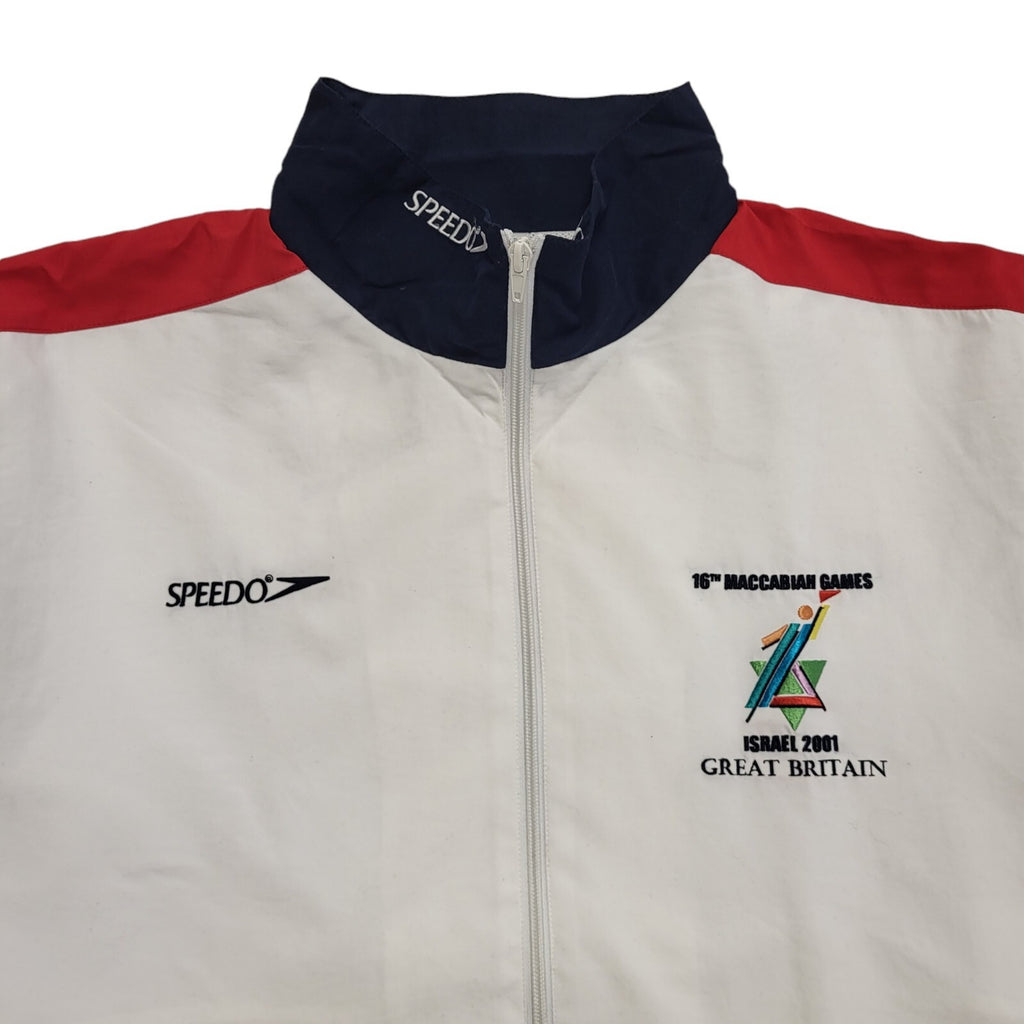Isreal 2001 Speedo GB Y2k White Red Tracksuit Top Uk Men's Size Large