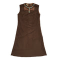 70s Vintage Ma Robe Brown Jewelled Neck Shift Dress Women's 12