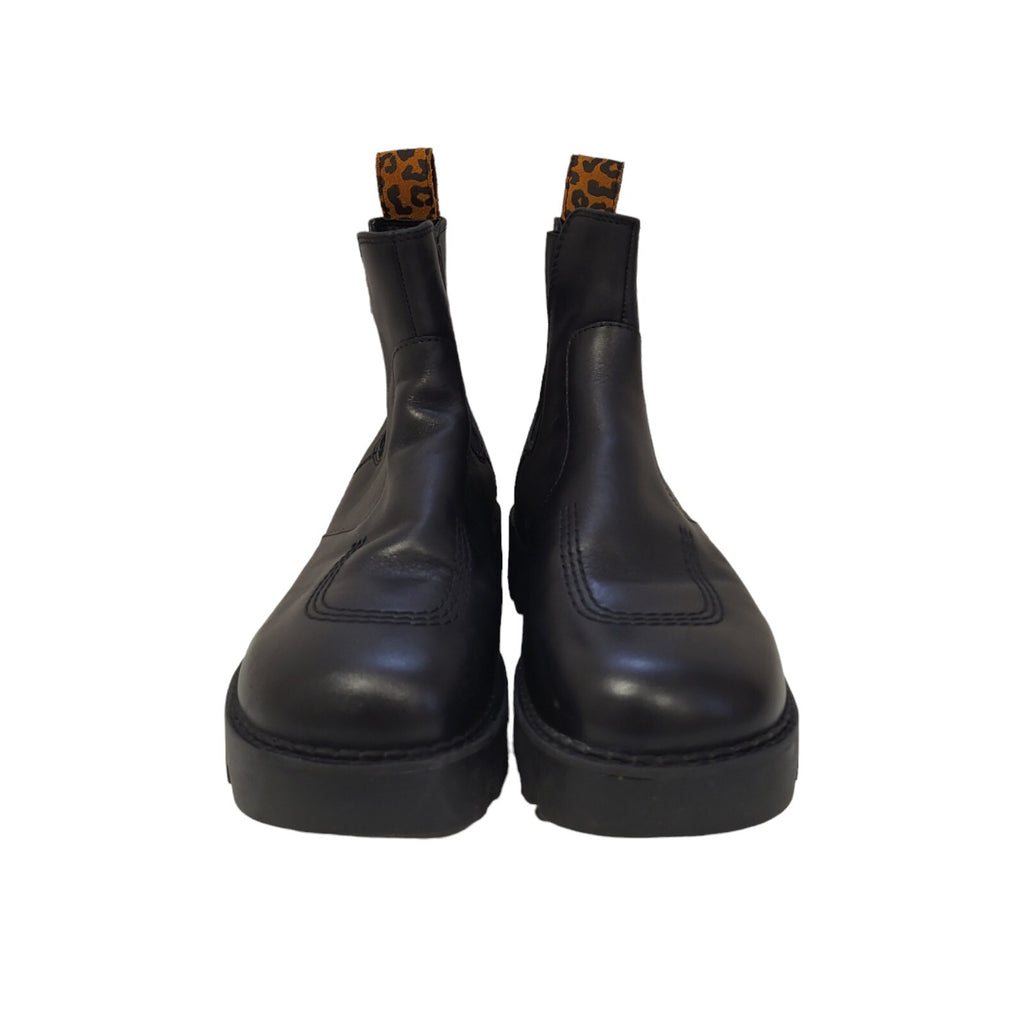 Kickers Black Slip-On Leather Boots Uk Women's 7 EU 41 Bnwob
