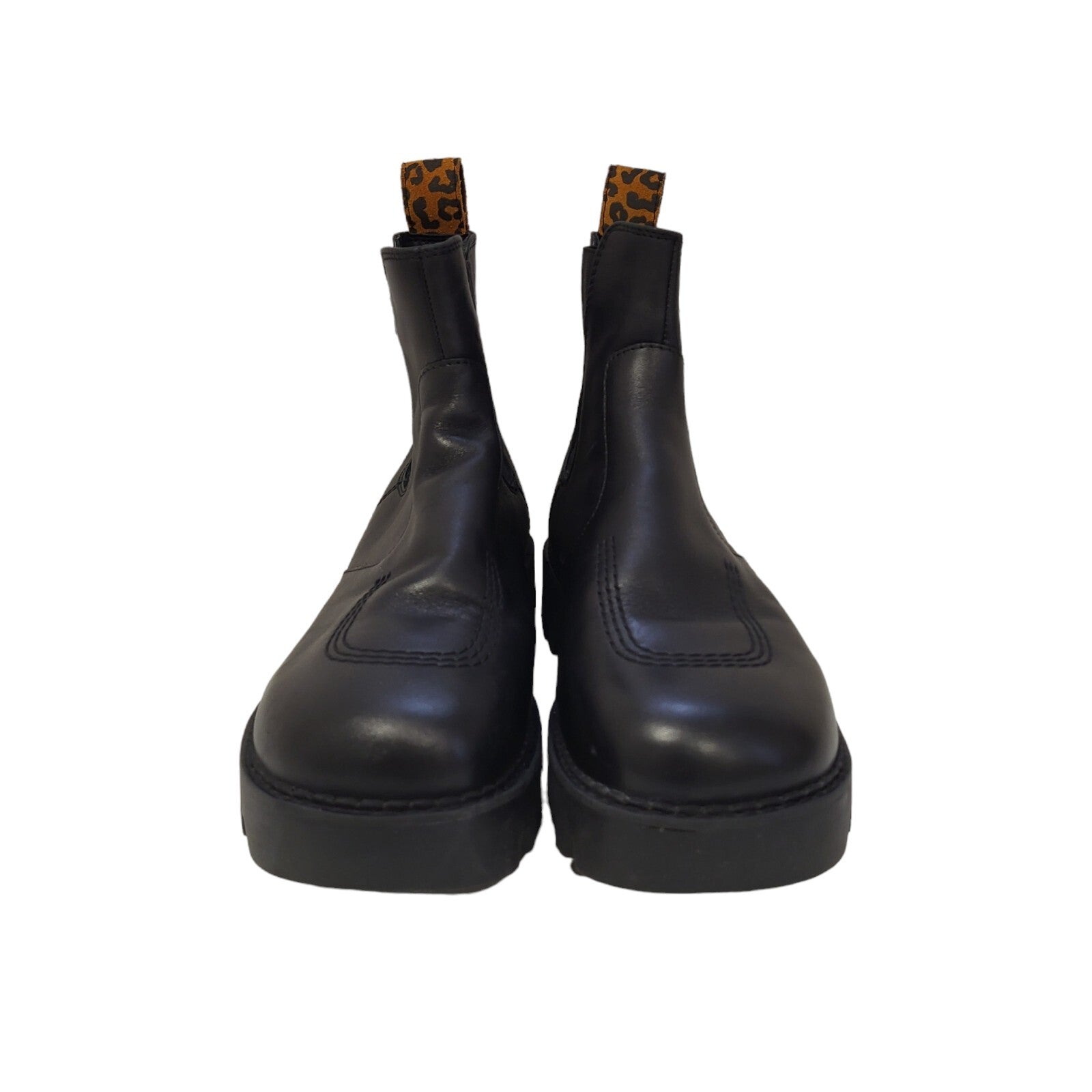 Kickers Black Slip-On Leather Boots Uk Women's 7 EU 41 Bnwob