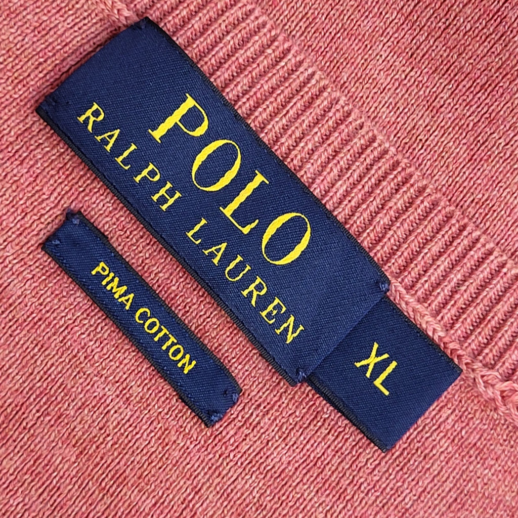 Polo Ralph Lauren Y2K Pink V- Neck Long Sleeve Jumper Men's UK Size XL
