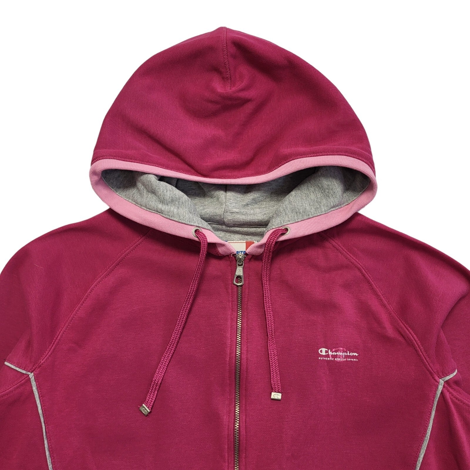 Champion Vintage Y2k Pink Zipped Sports Hoodie Uk Women's Size M